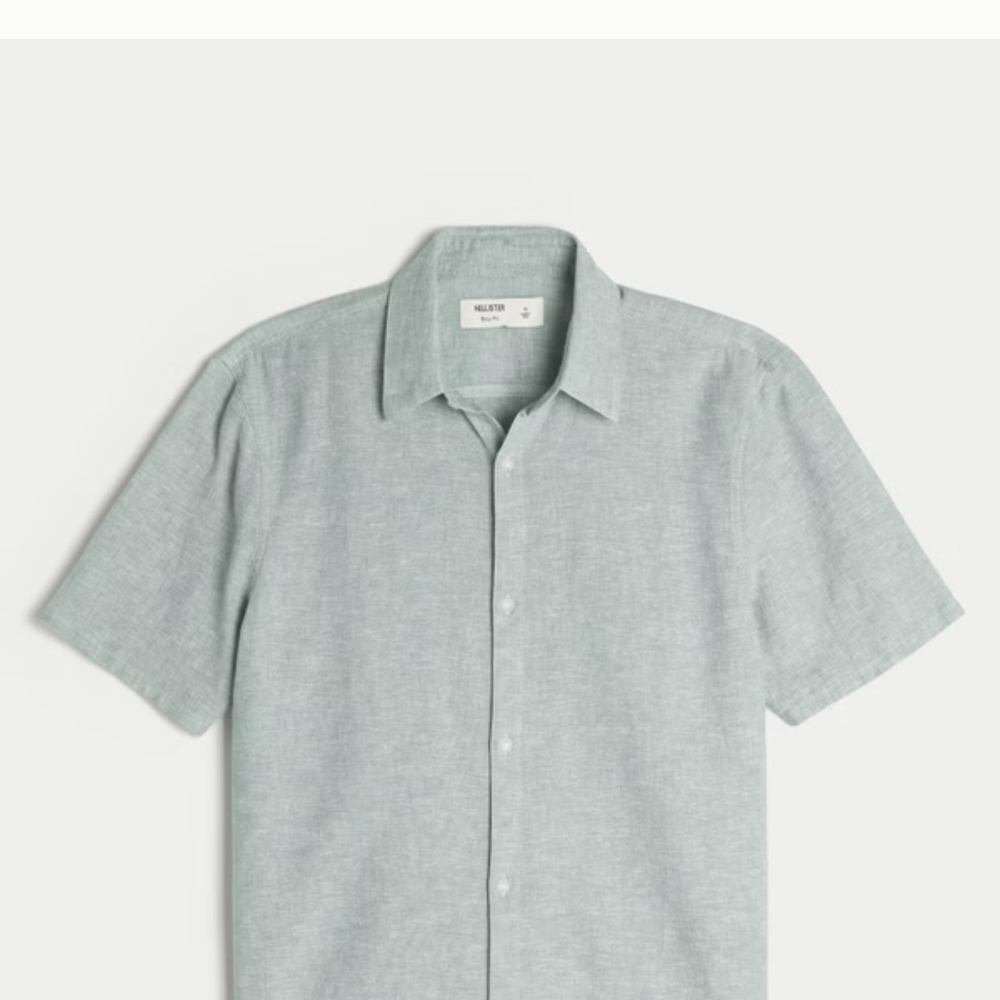 Hollister Men's Gray Casual Button Down Shirt
